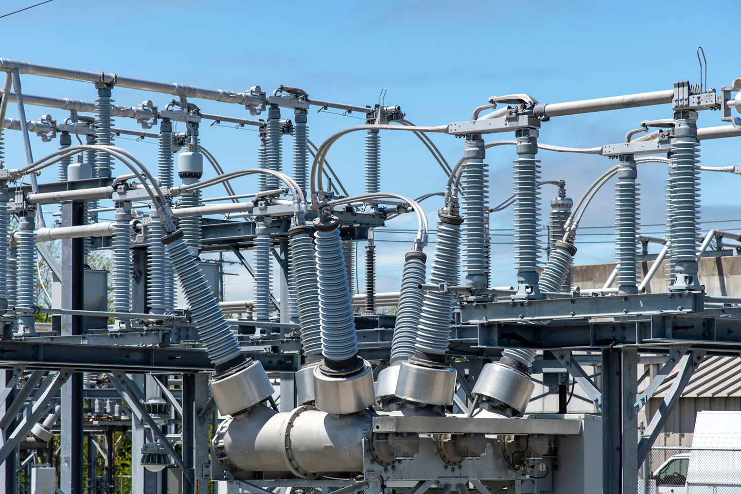 Electrical substation with cable terminations and joints, showcasing Mercury Inter-Trade's LV and MV connection solutions.